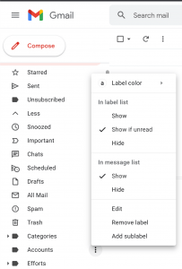 Gmail Inbox Label Settings