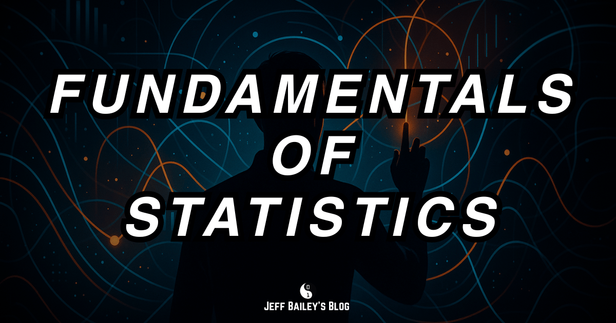 Abstract illustration showing data points, charts, and statistical concepts flowing together, representing the fundamentals of statistics.