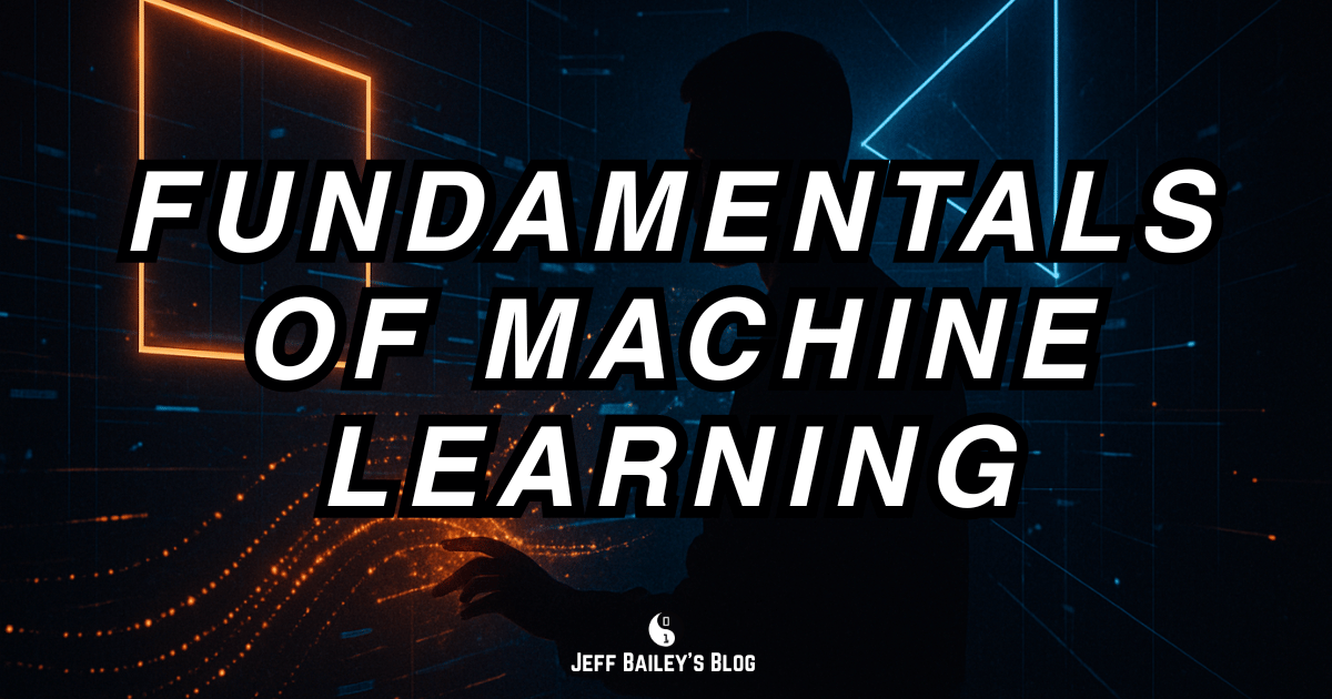 Abstract, dark-toned illustration of data flowing through model stages (data, features, training, evaluation, deployment), symbolizing the ML workflow.