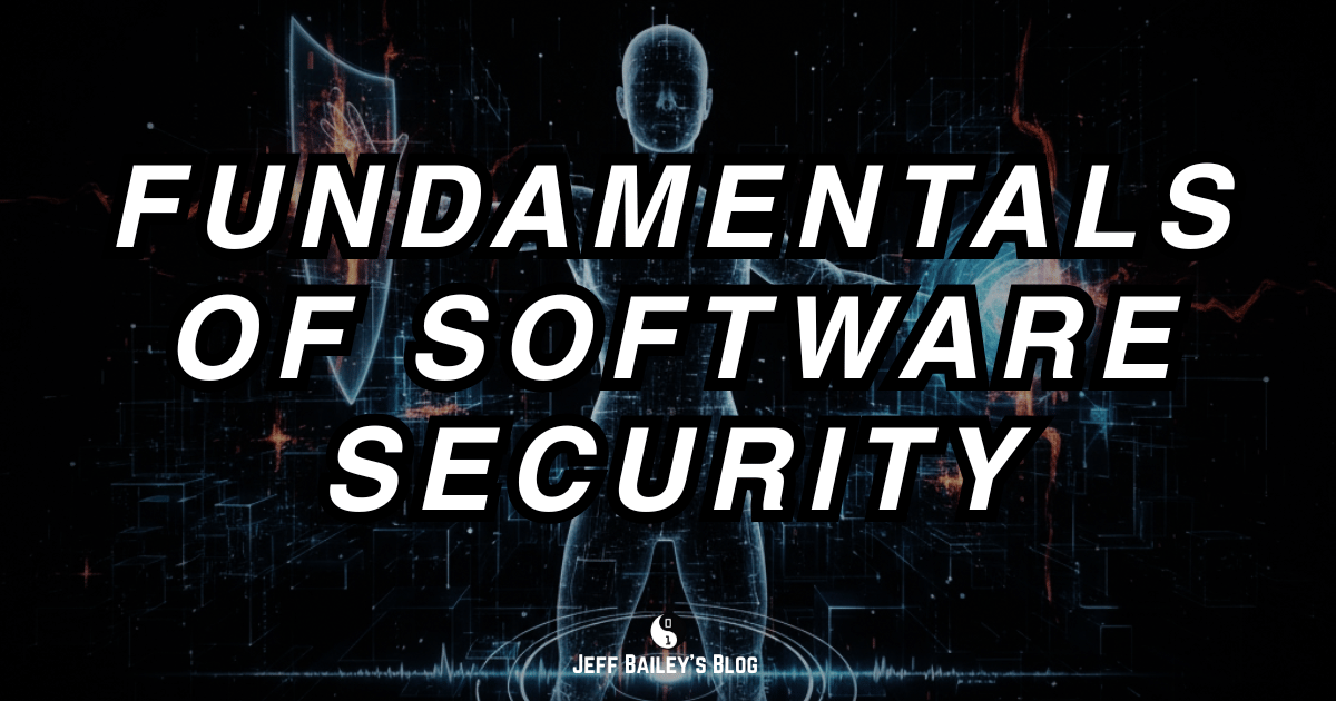Diagram showing software security fundamentals including threats, vulnerabilities, authentication, authorization, encryption, and secure development practices.