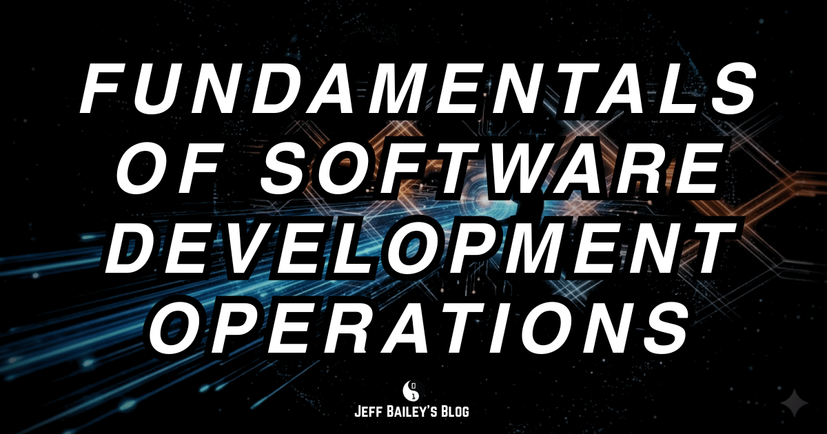 Diagram showing how software development intersects with operational excellence: development velocity, system reliability, operational visibility, and cross-functional coordination working together to support business operations at scale.
