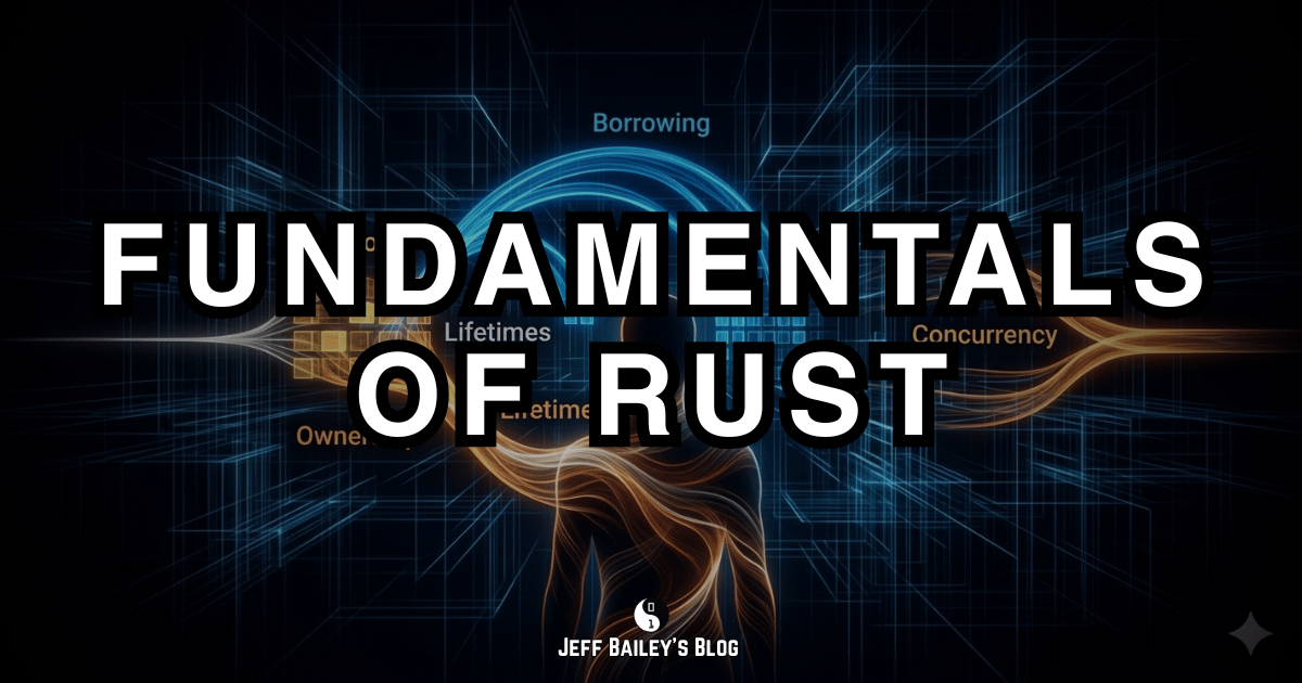 Diagram of Rust fundamentals: ownership, borrowing, traits, and safety.