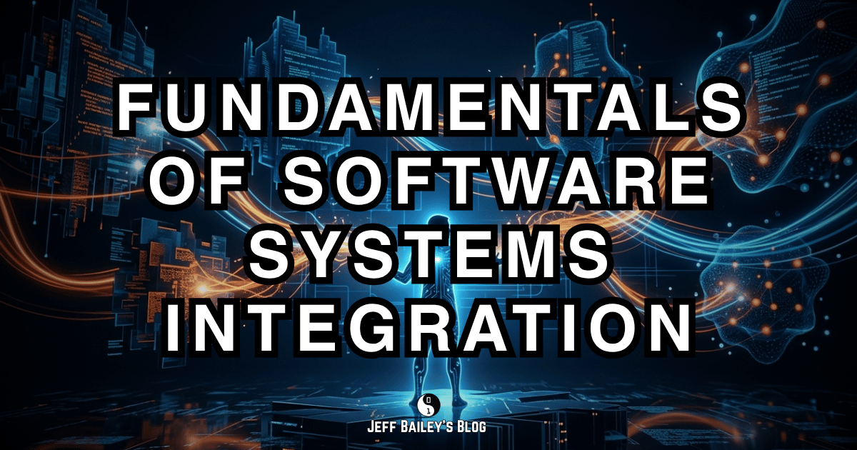 Diagram showing integration patterns connecting multiple systems through APIs, message queues, and data pipelines.