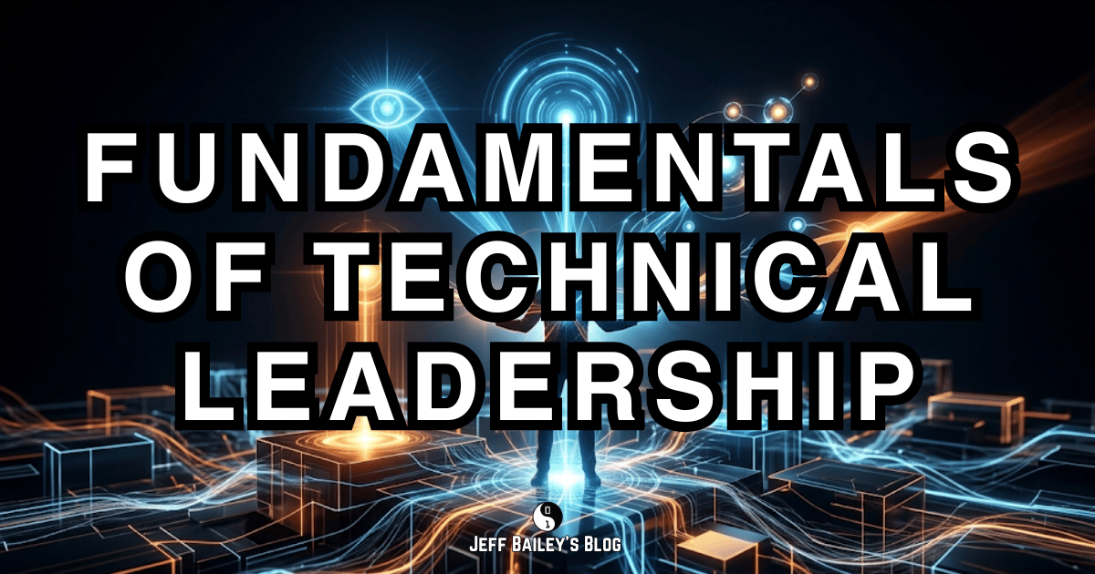 Diagram showing the technical leadership workflow: credibility, vision, communication, team empowerment, and decision-making in a reinforcing loop.