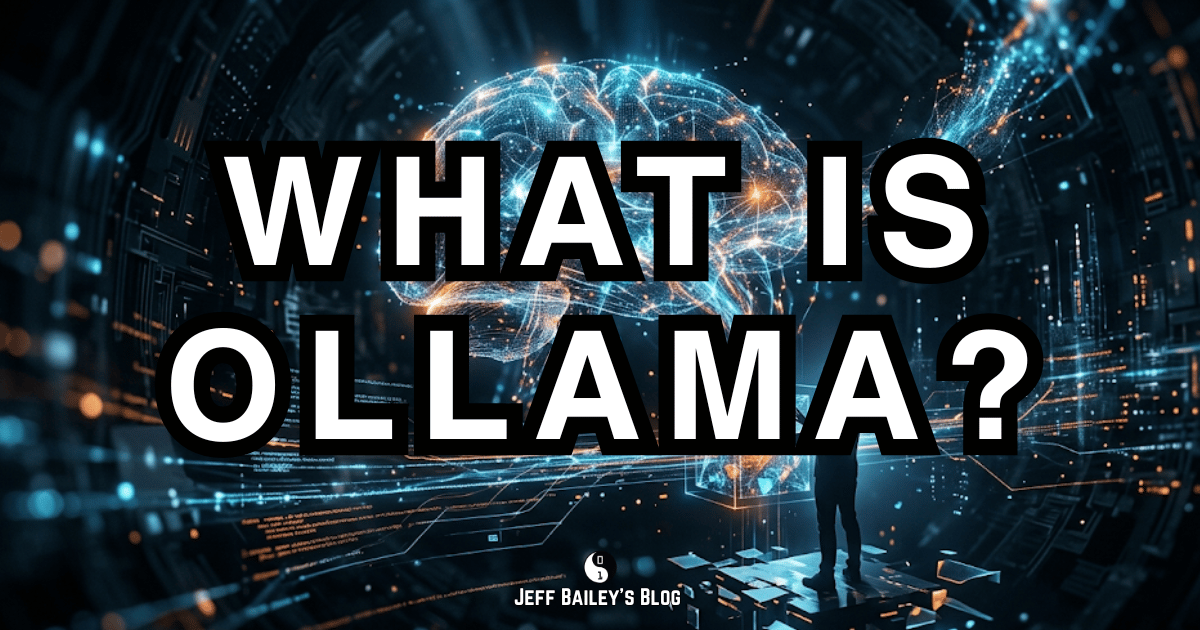 Diagram showing Ollama as a local service running AI models on a developer's machine, with API connections from tools and applications